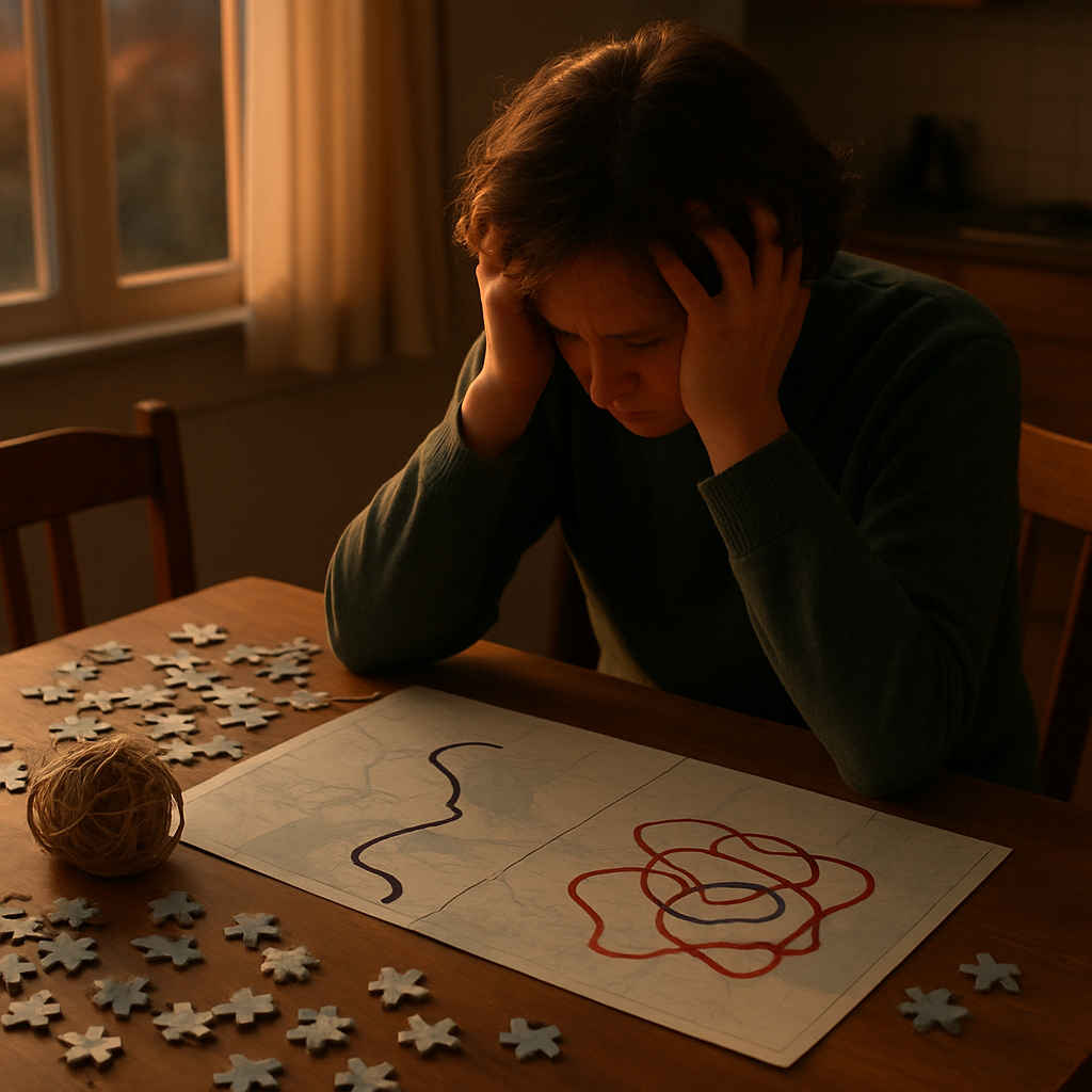 Visual cue for conundrum — meaning 1