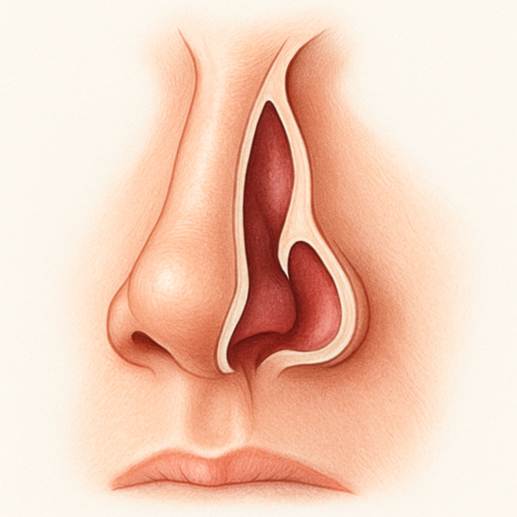 Visual cue for deviated septum — meaning 1