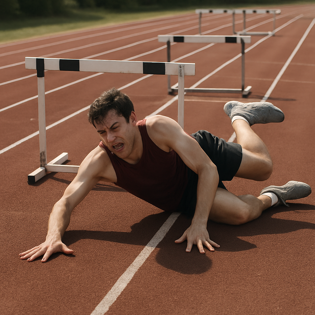 Visual cue for fall at the first hurdle — meaning 1