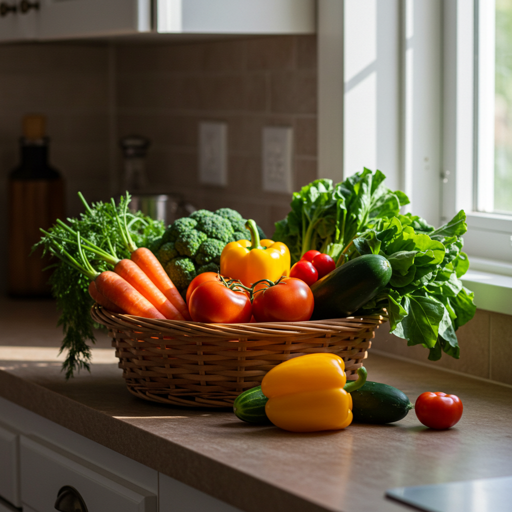 Visual cue for fresh vegetables