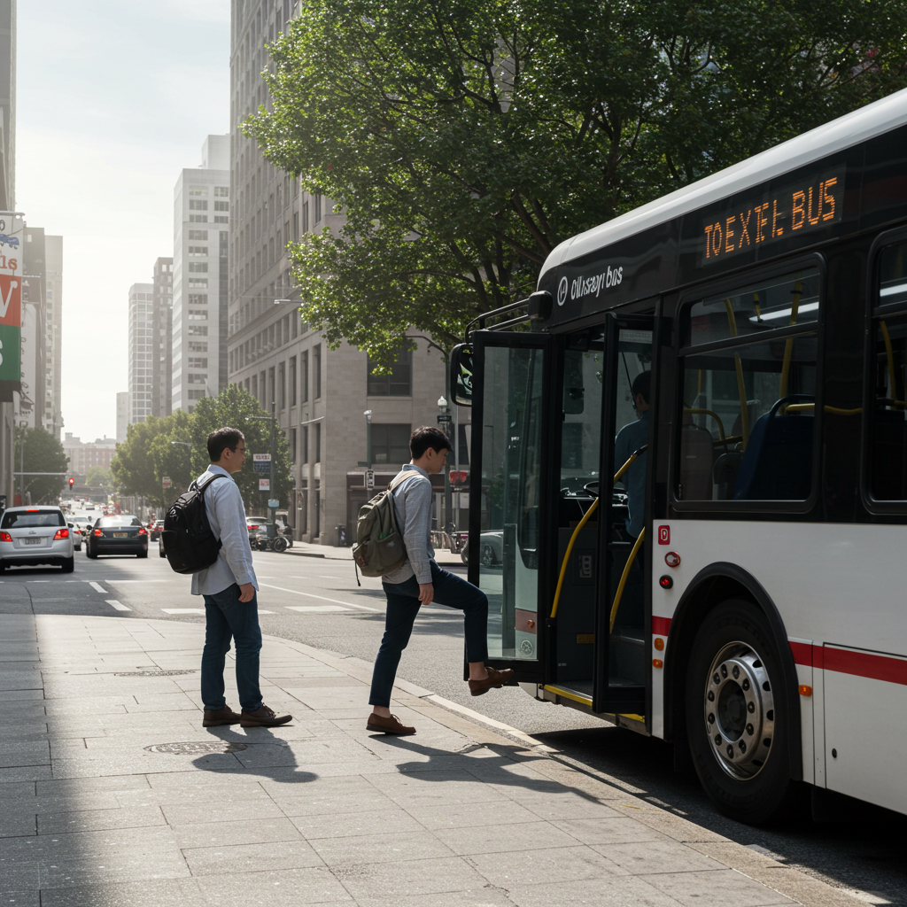 Visual cue for get off the bus