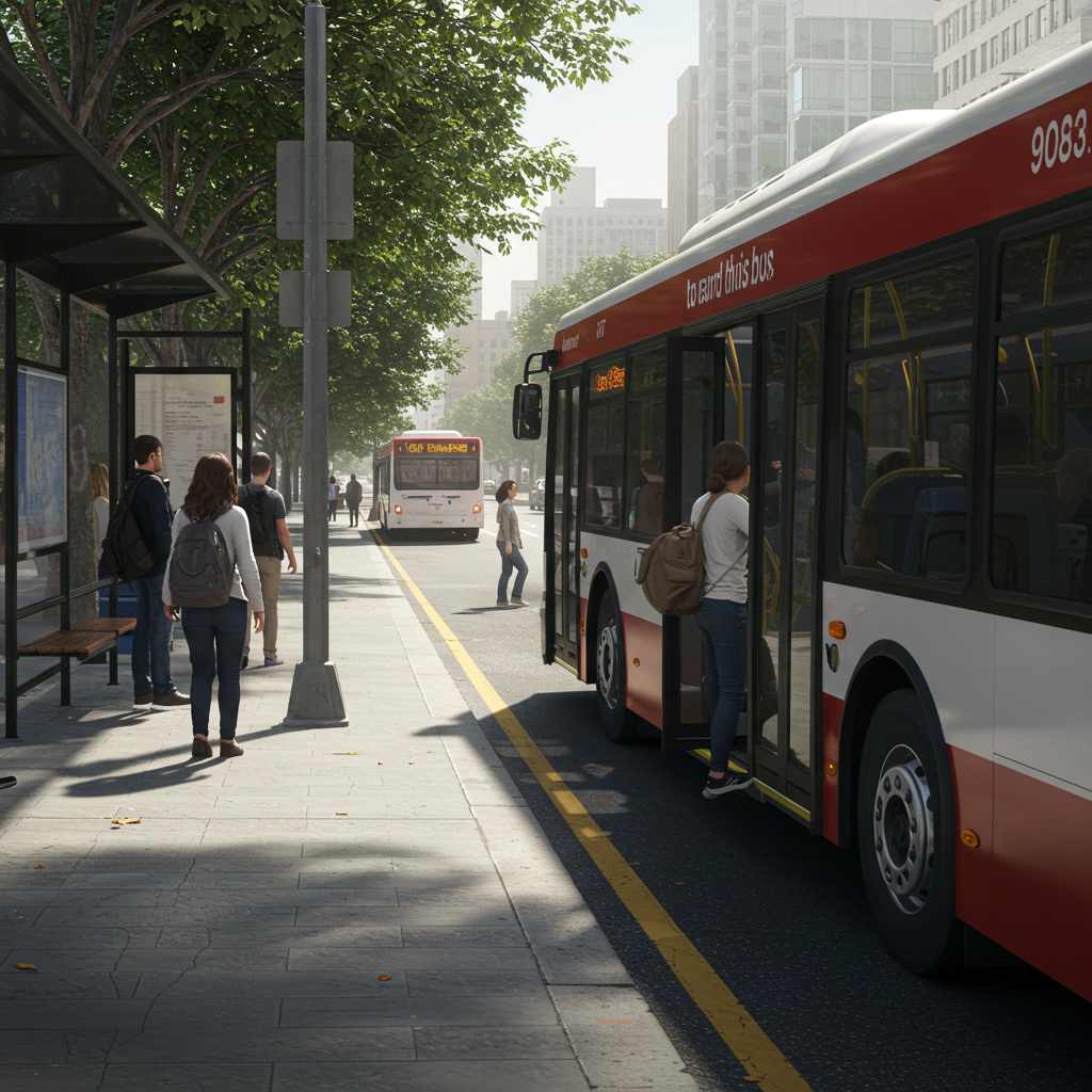 Visual cue for get on the bus
