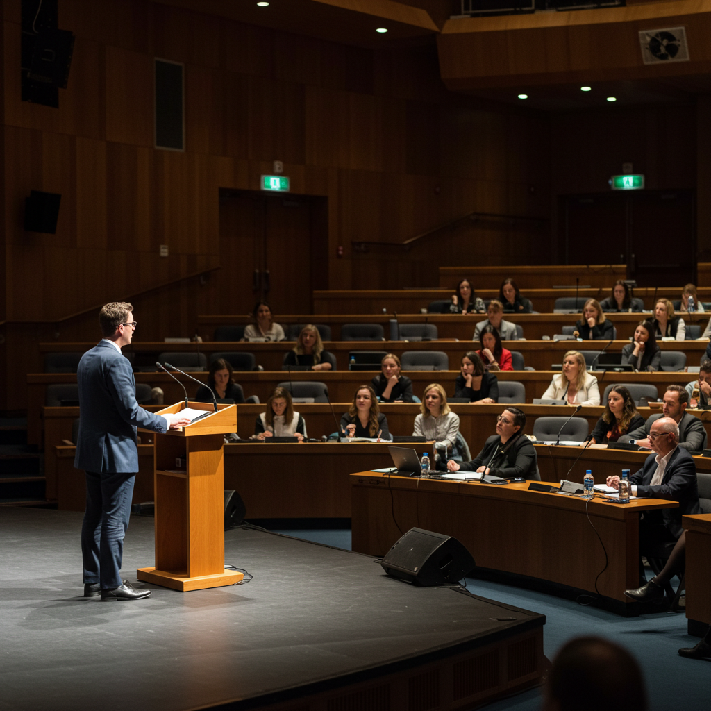 Visual cue for give a speech