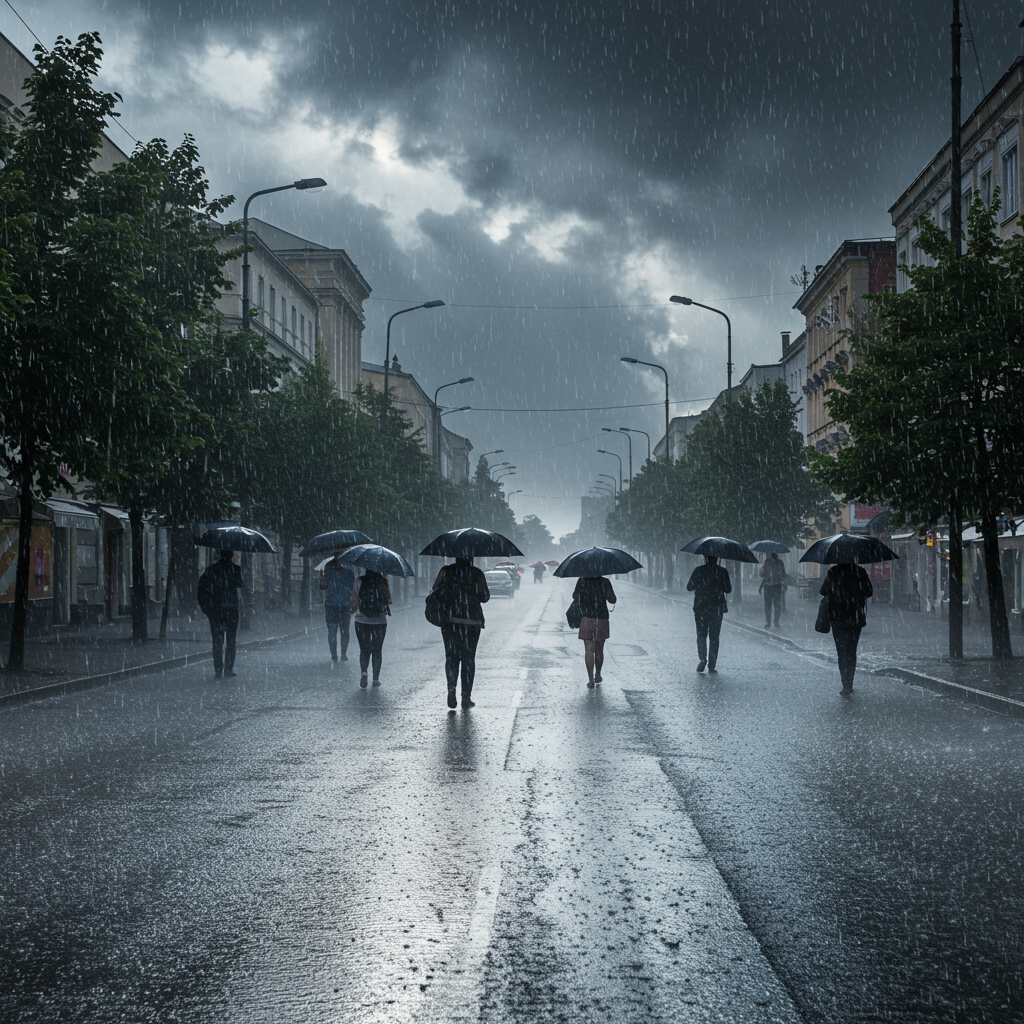 Visual cue for heavy rain