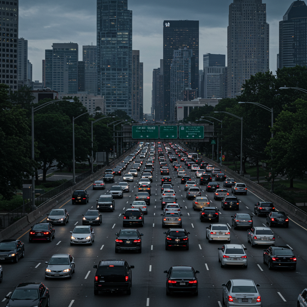Visual cue for heavy traffic
