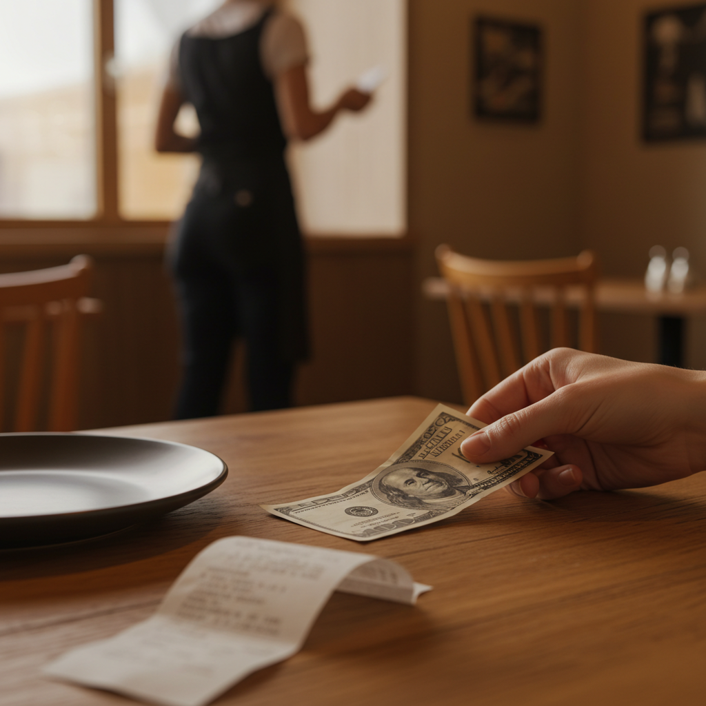 Visual cue for leave a tip