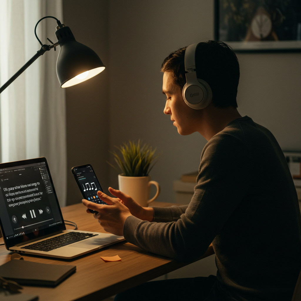 Visual cue for listen to music