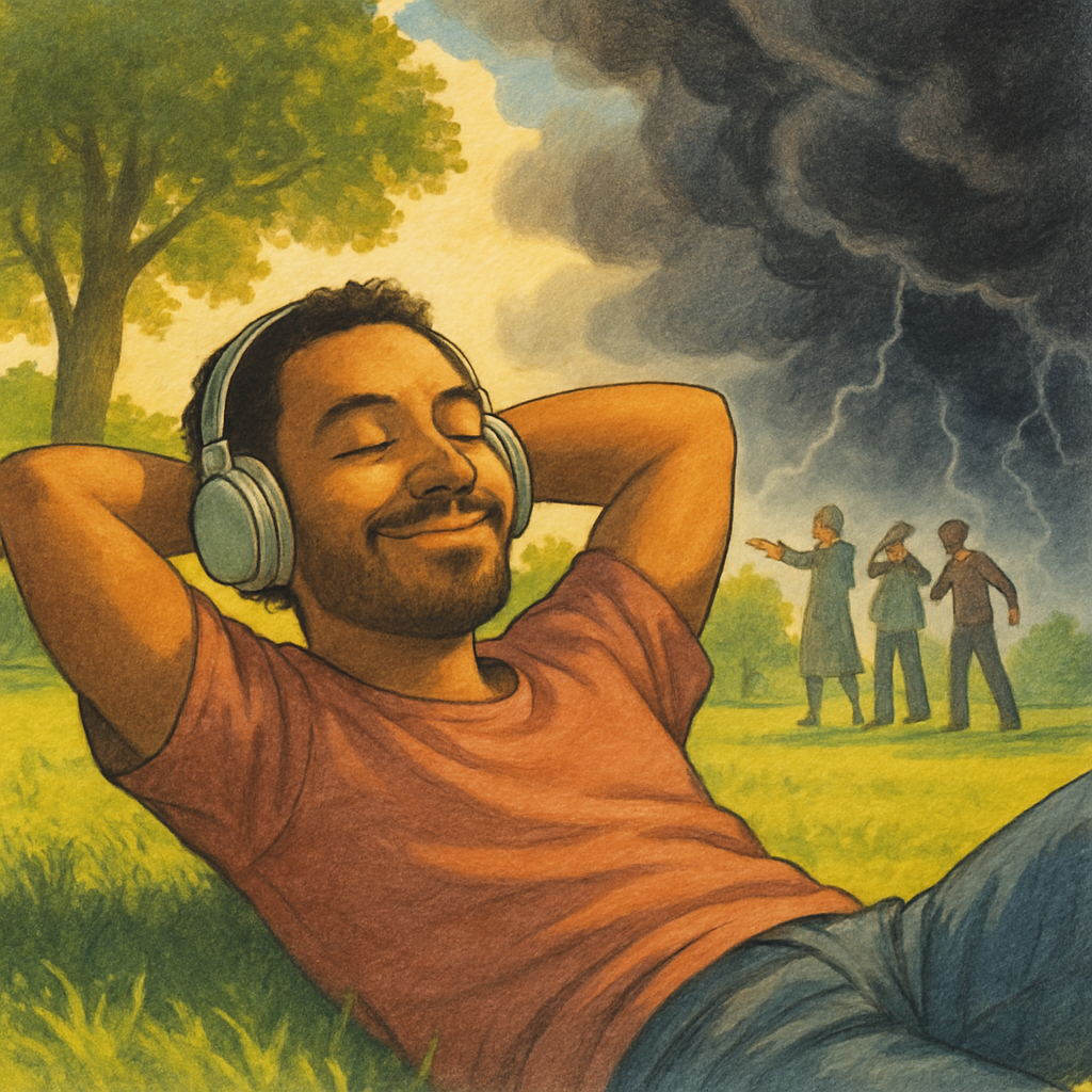 Visual cue for live in blissful ignorance — meaning 1