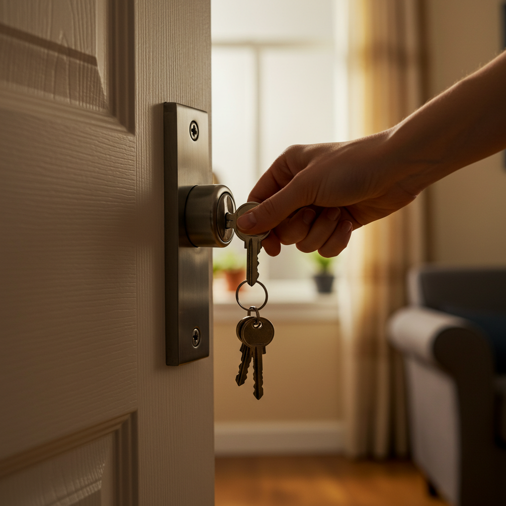 Visual cue for lock the door