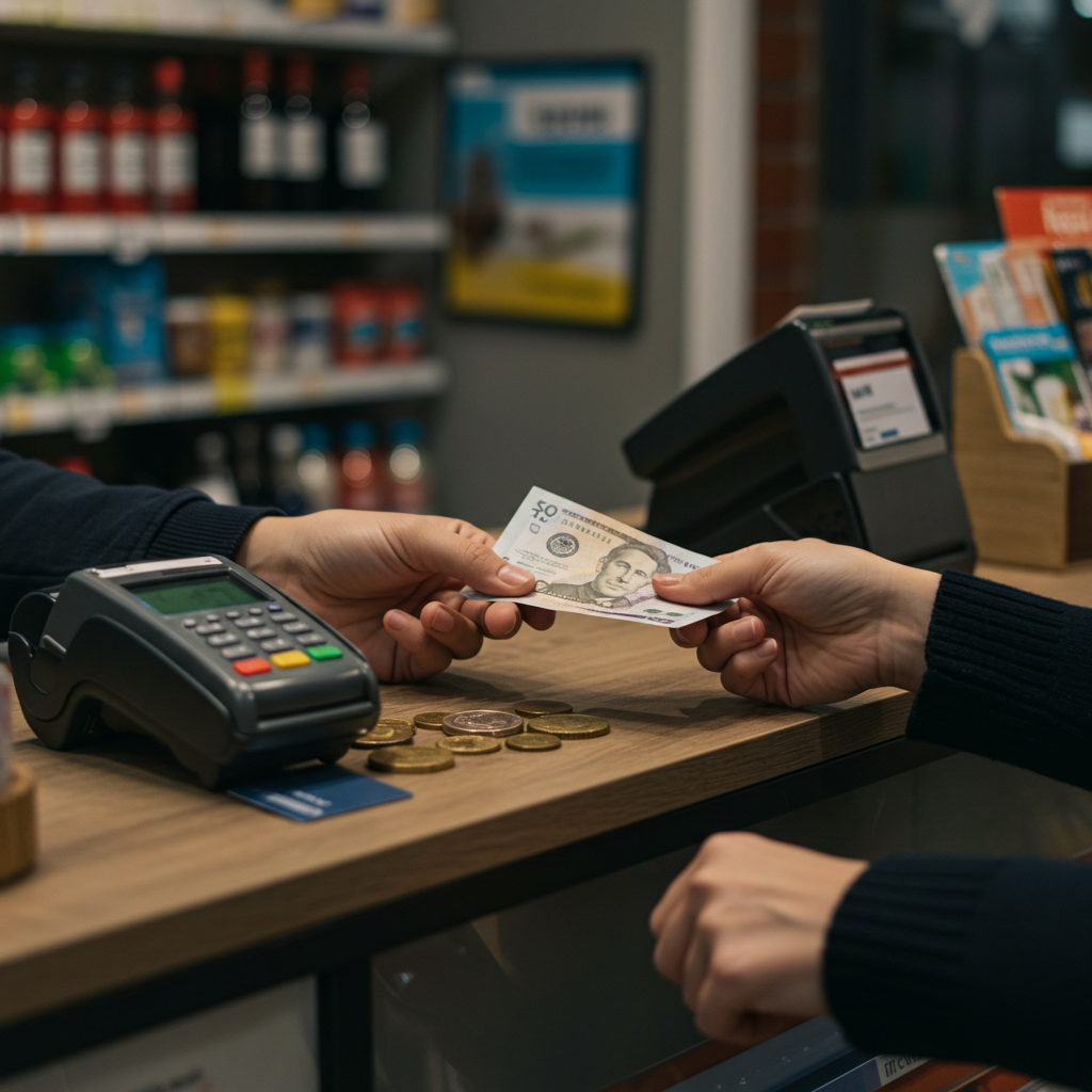 Visual cue for pay cash