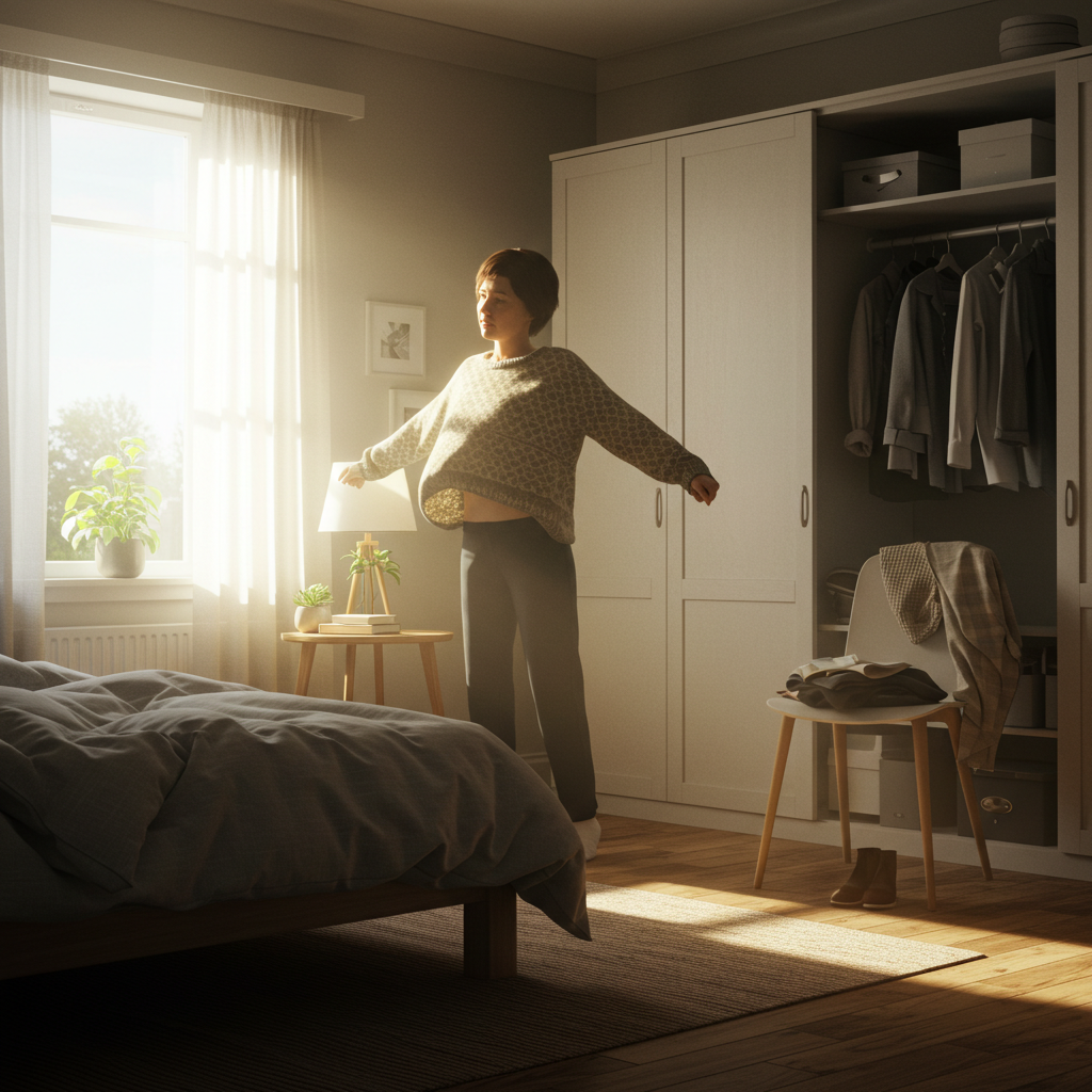 Visual cue for put clothes on