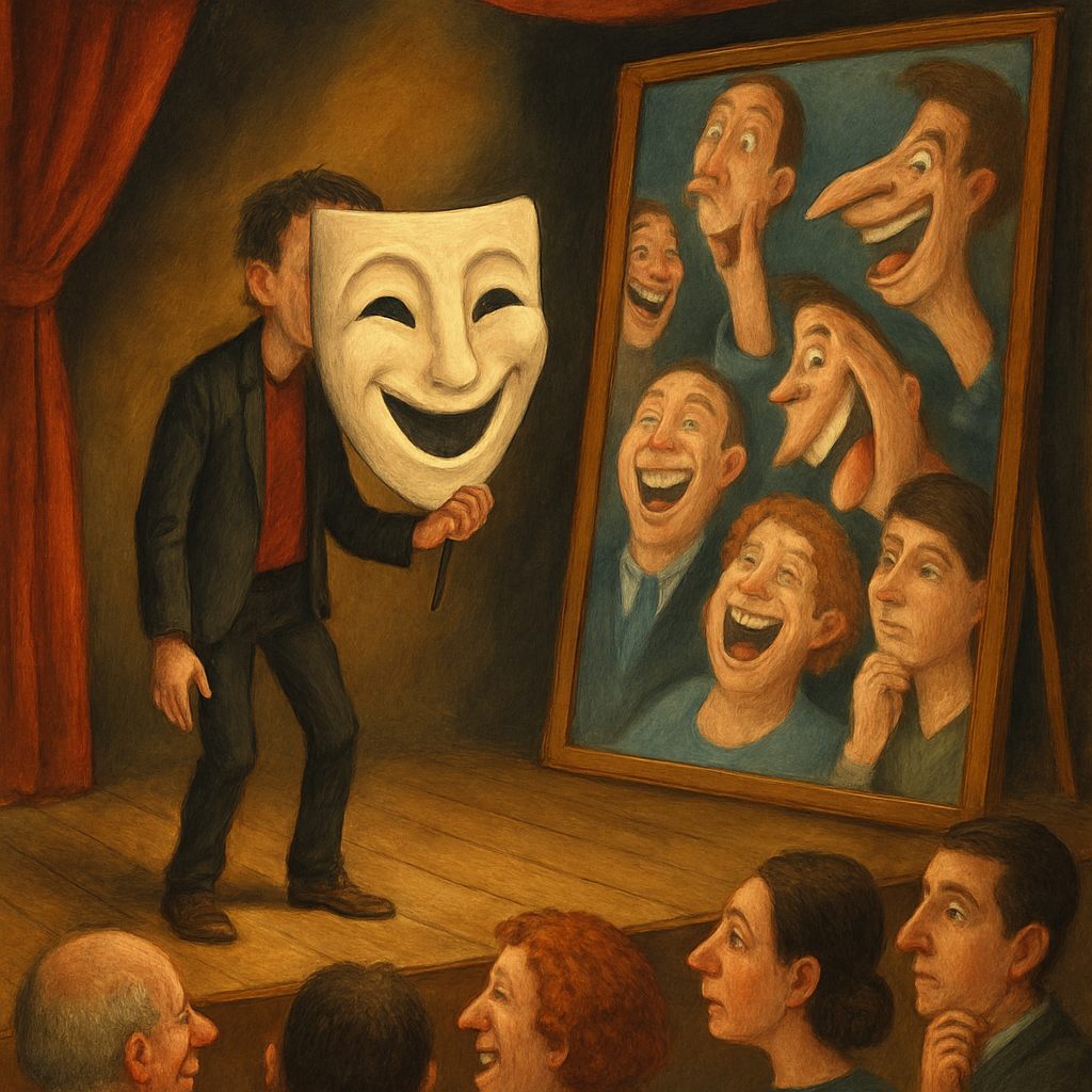 Visual cue for satire — meaning 1