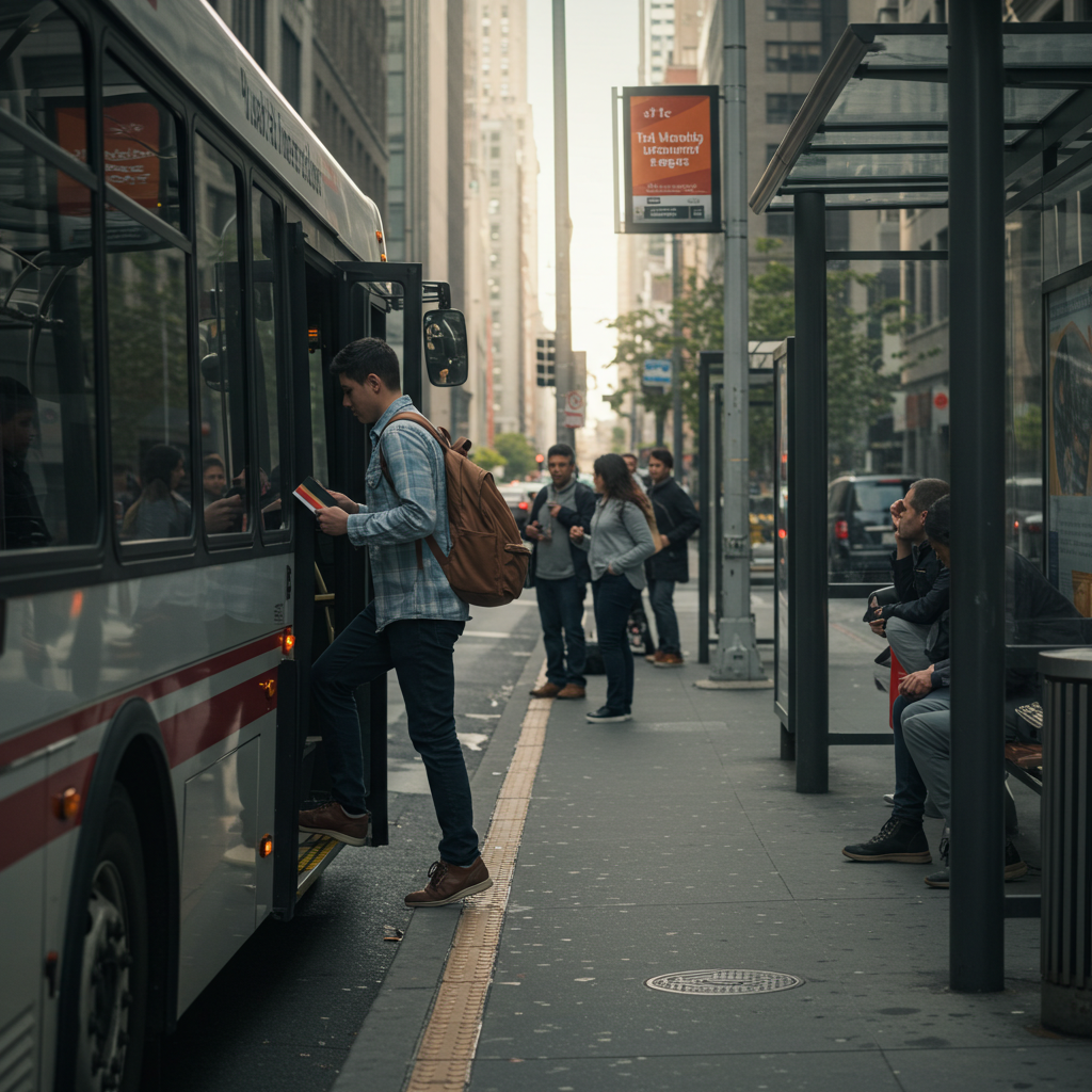 Visual cue for take a bus