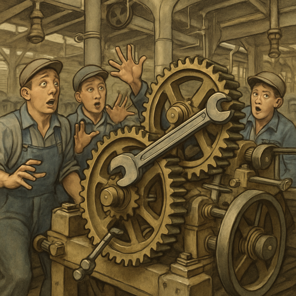 Visual cue for throw a spanner in the works — meaning 1