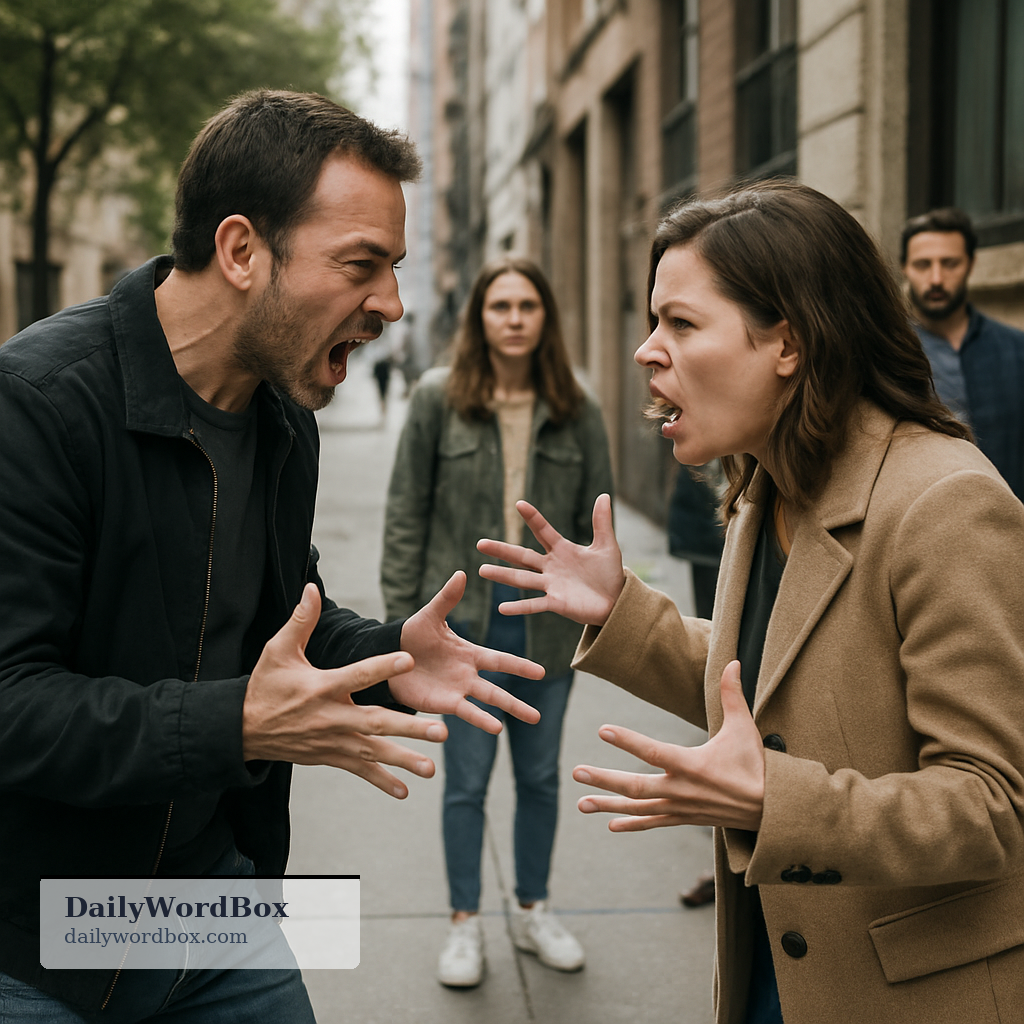 altercation: A loud, angry argument that may involve pushing or fighting.