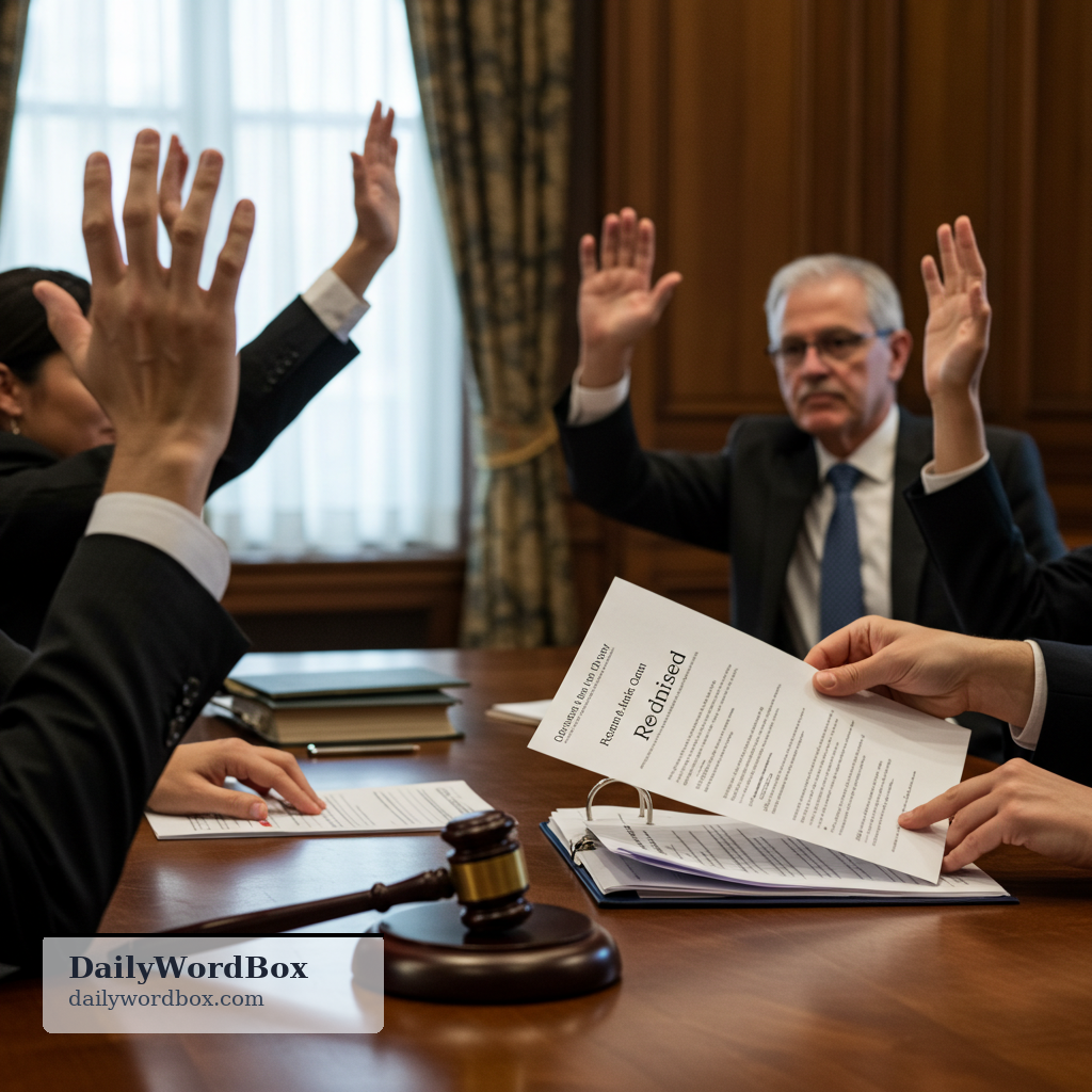 amend: to officially change a law, policy, or formal agreement