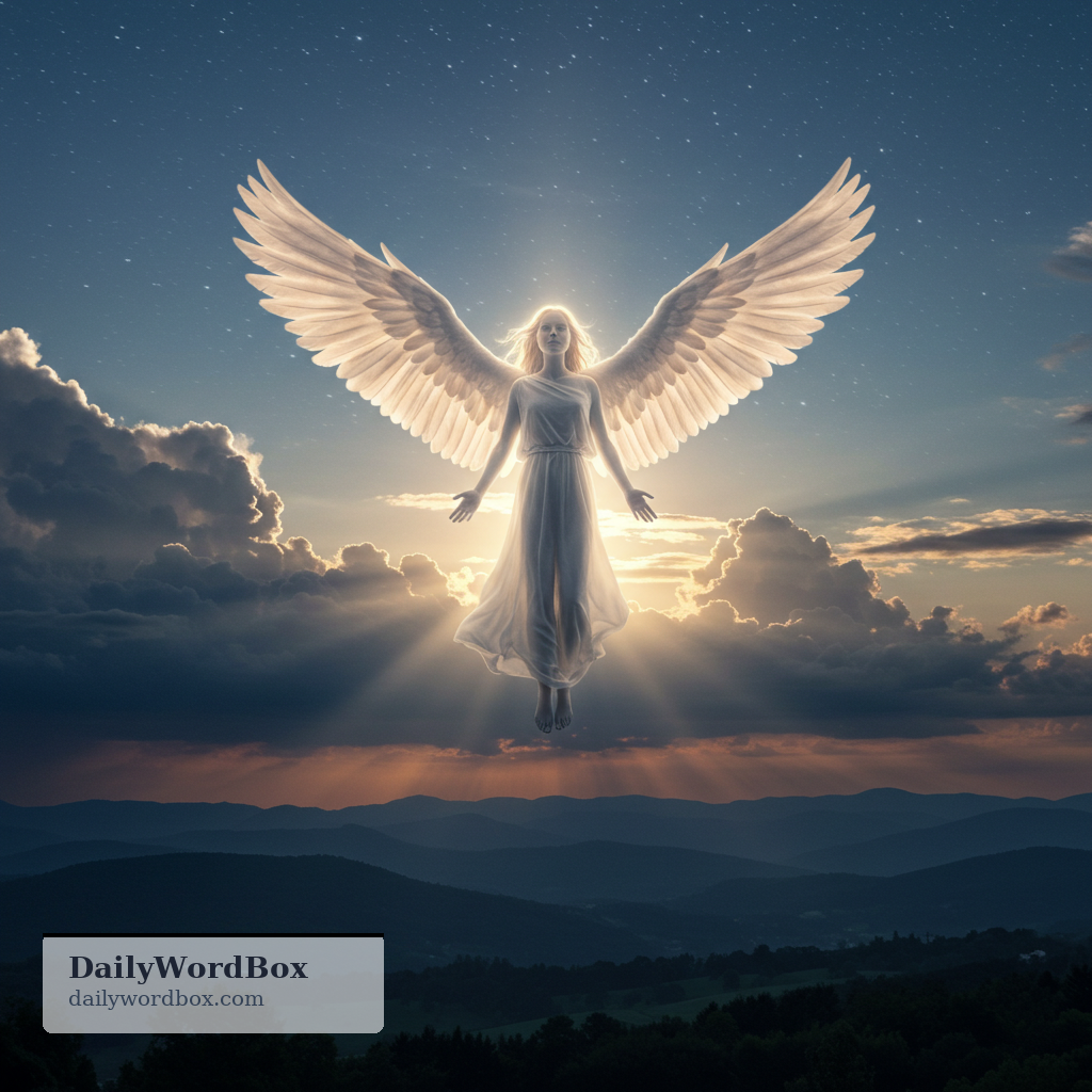 angel: a spiritual being believed to serve God, often imagined as a messenger or protector
