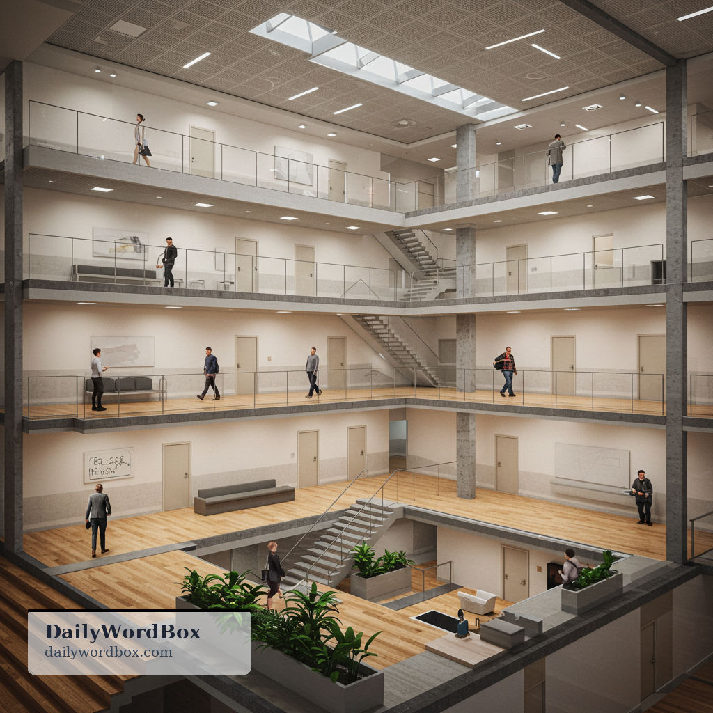 architectural: Concerning the planning and layout of spaces in a building, especially how parts fit and function together.