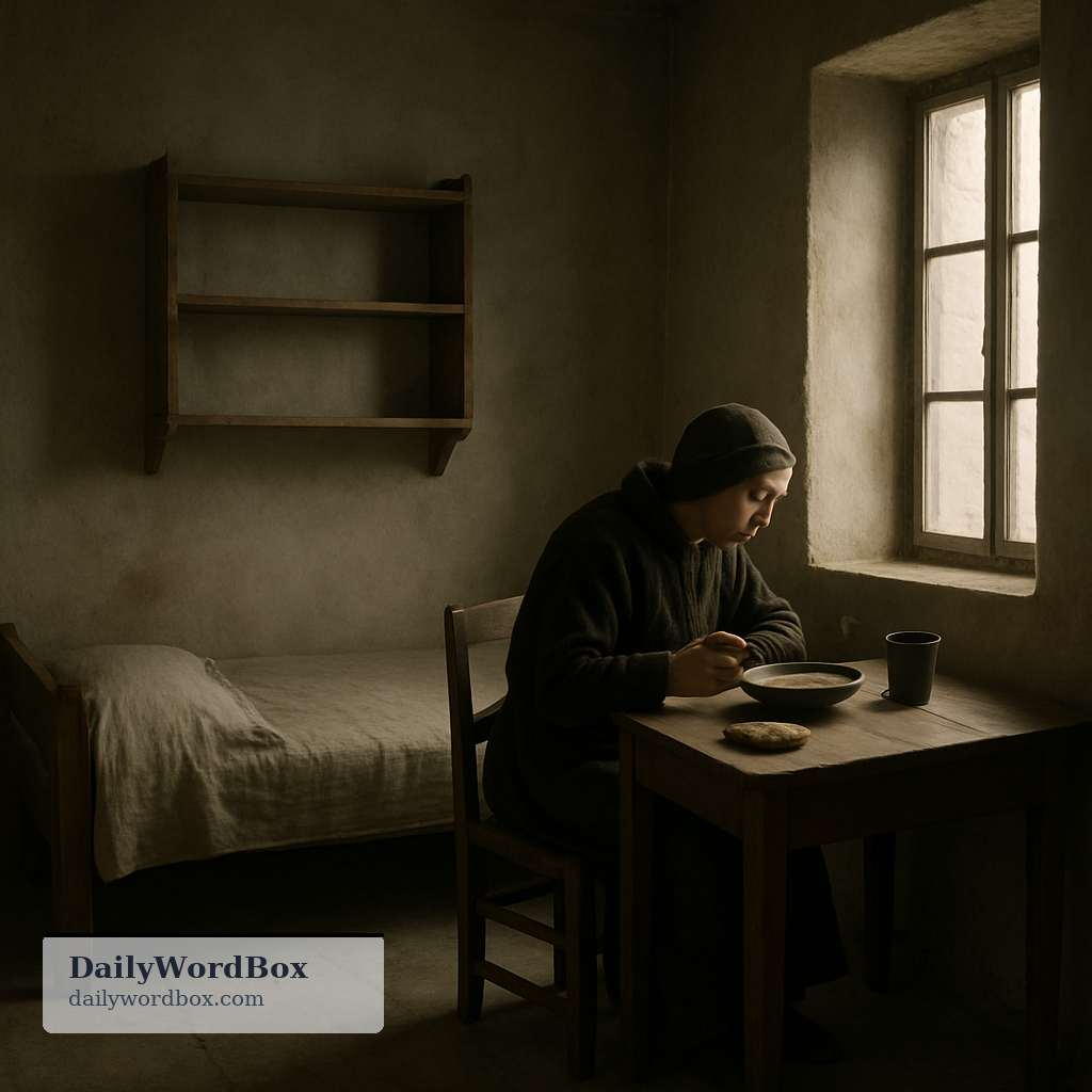 austerity: a plain and strict way of living with few comforts or luxuries