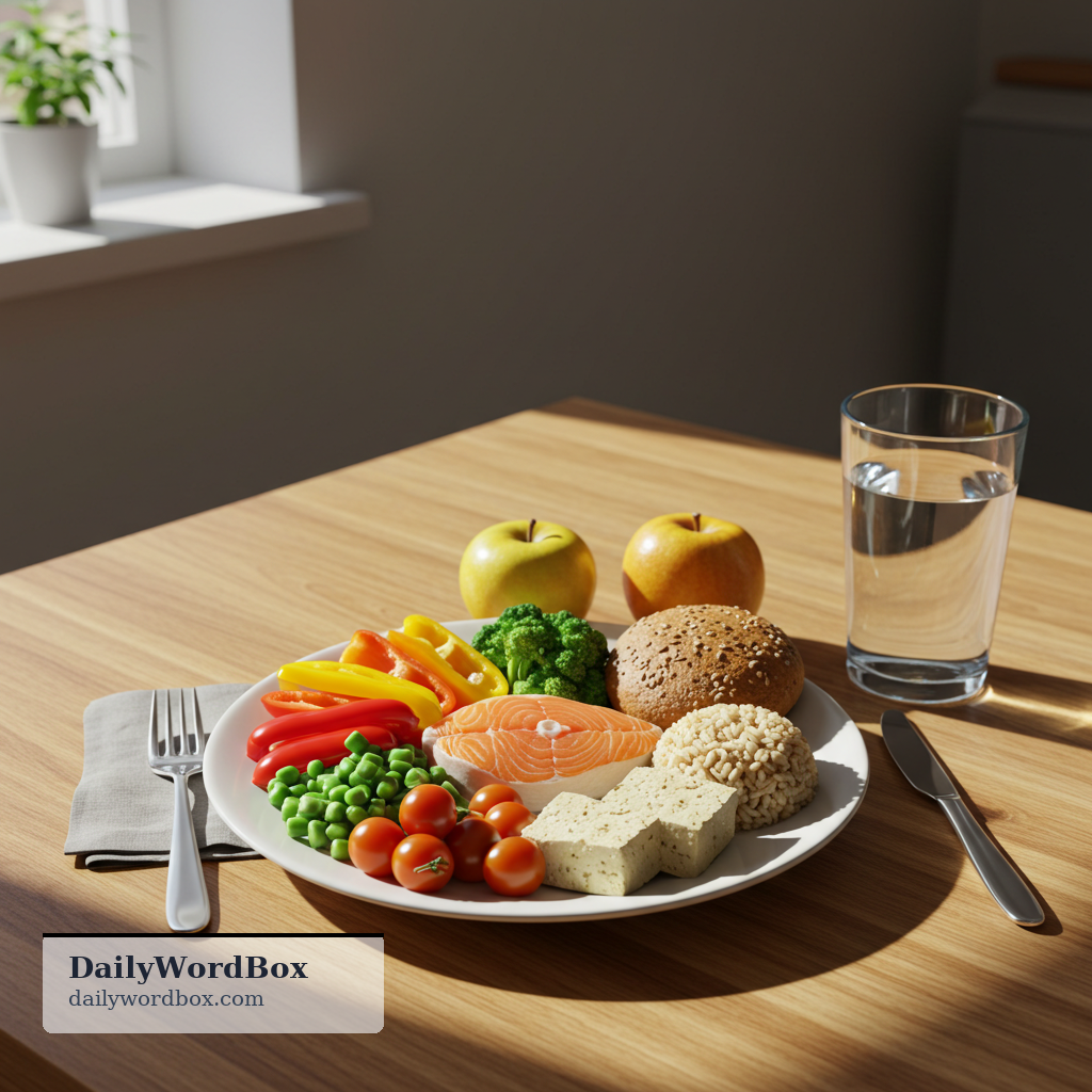 balanced diet: a way of eating that includes the right variety and amounts of nutrients for good health