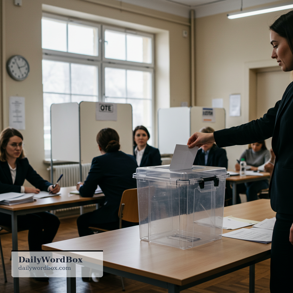 ballot: a vote or the process of voting, especially in an election