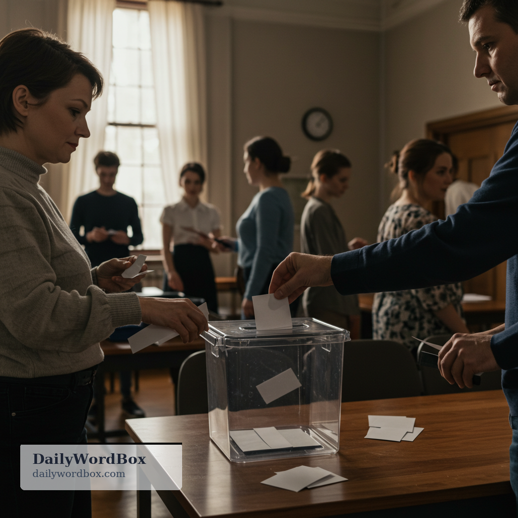 ballot: a system where people are chosen by voting, often by secret vote