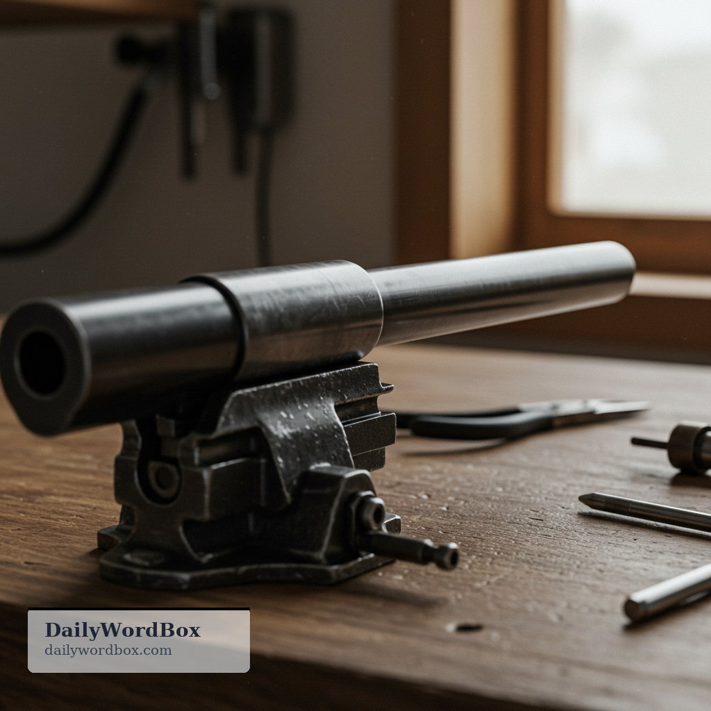 barrel: The long metal tube of a gun through which a bullet travels.