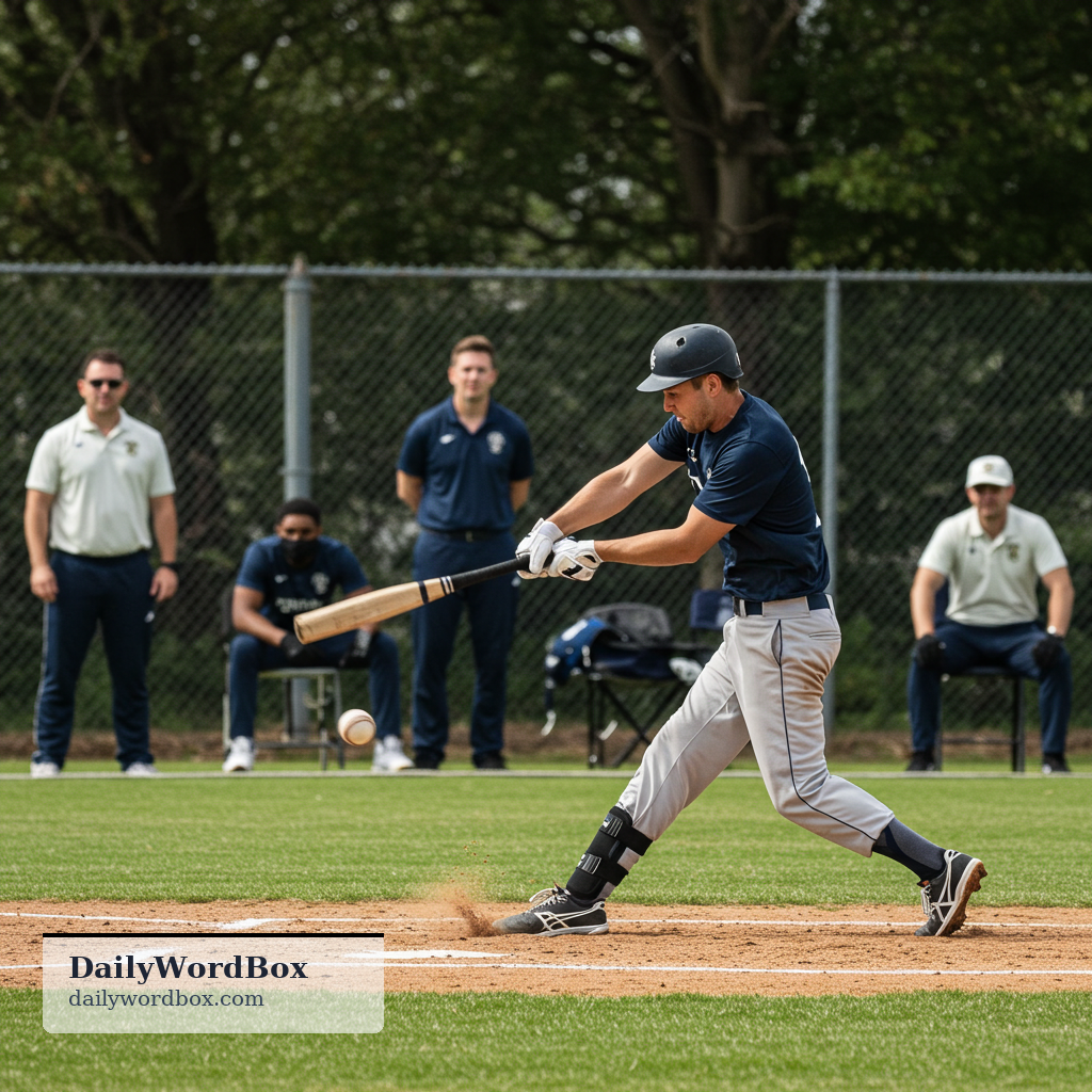 bat: the action of hitting a ball with a bat in baseball or cricket