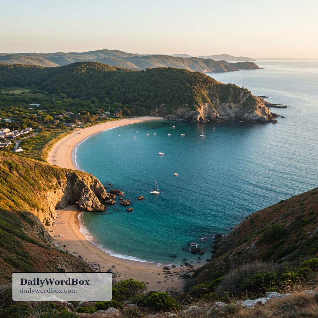 bay: a broad inlet of the sea or a lake where the land curves inward