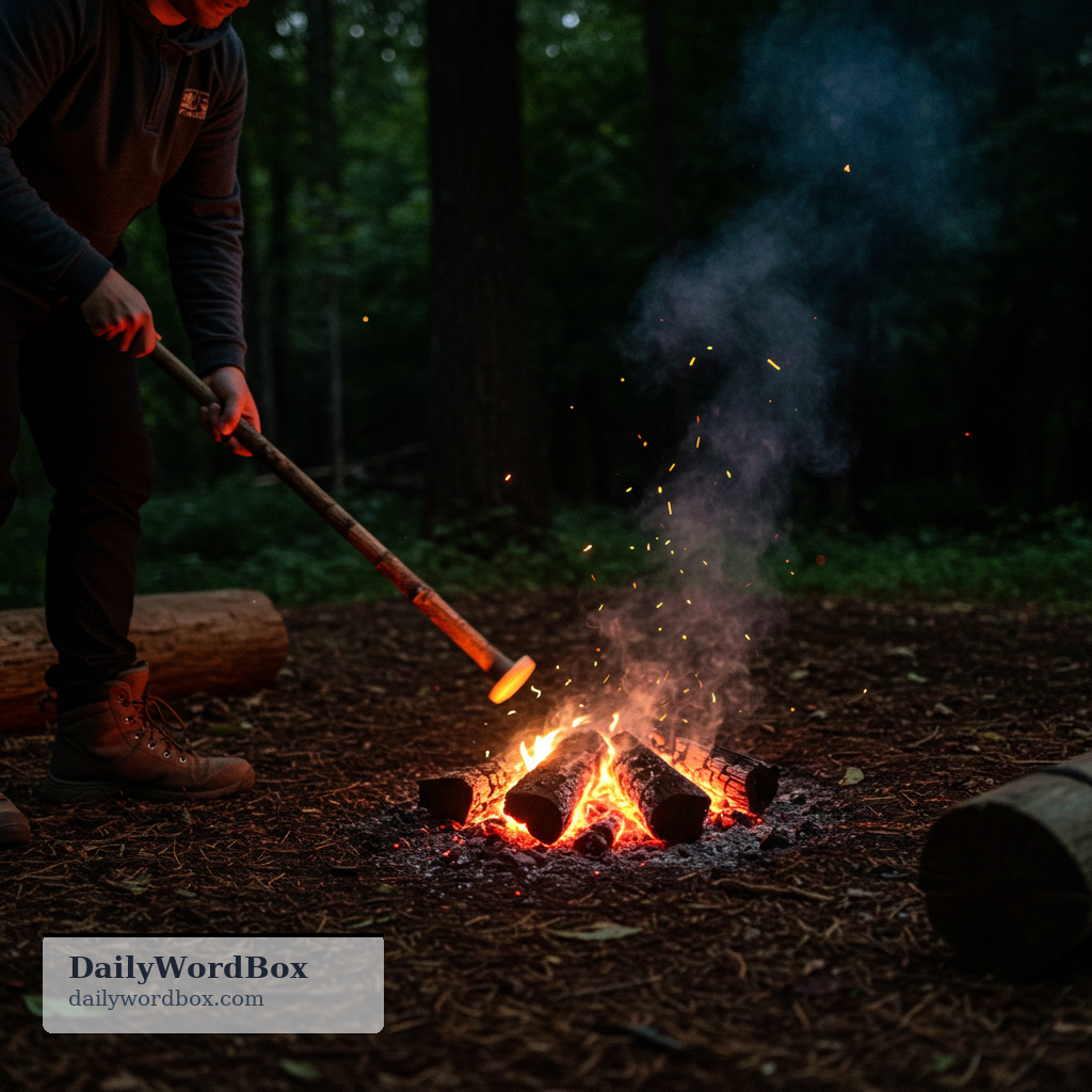 beat out: To extinguish a small fire by striking or stamping on it repeatedly.