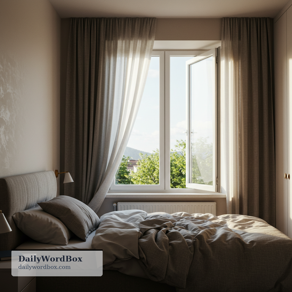 bedroom window: a window in a bedroom (the room used for sleeping)