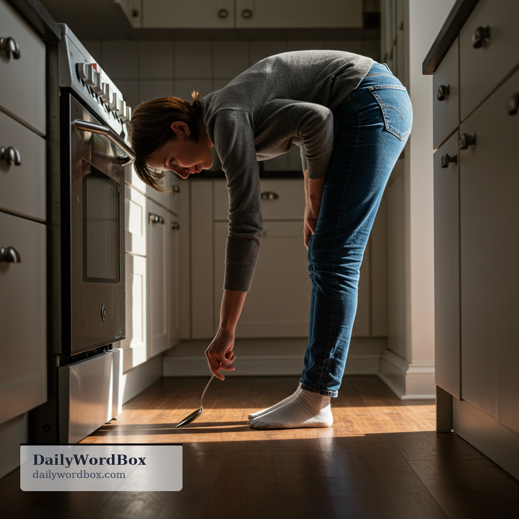 bend down: to lower your body by bending at the waist or knees, especially to reach something near the ground