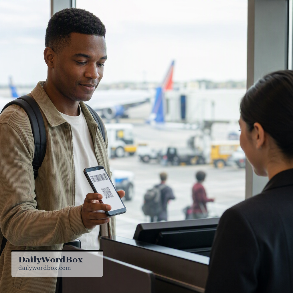 boarding pass: A document issued by an airline to a passenger, authorizing them to board a specific flight.