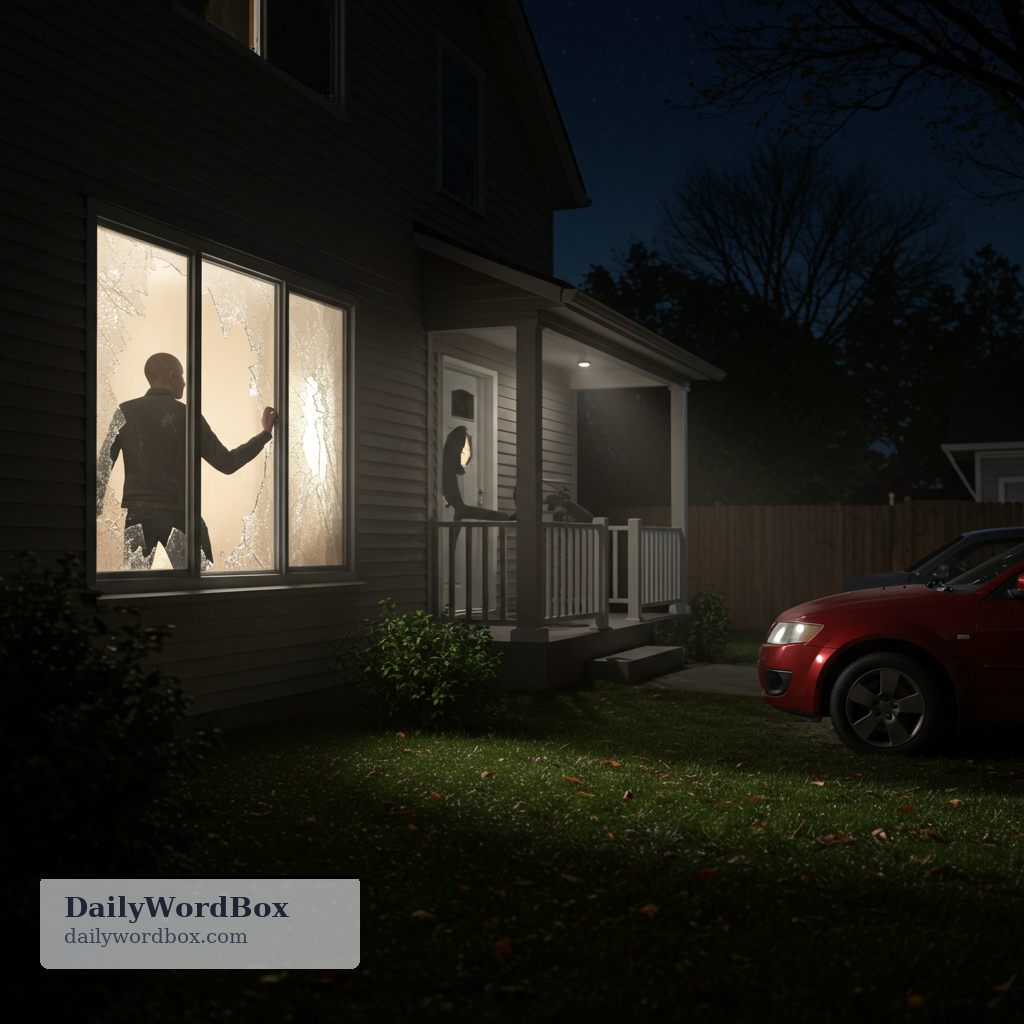 break in: to enter a building or vehicle illegally, often by forcing entry