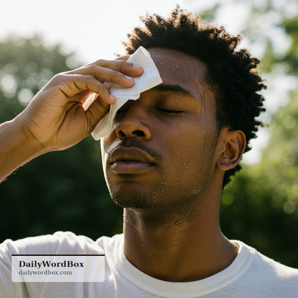 break out: to suddenly show or develop something on the skin, such as a rash or sweat