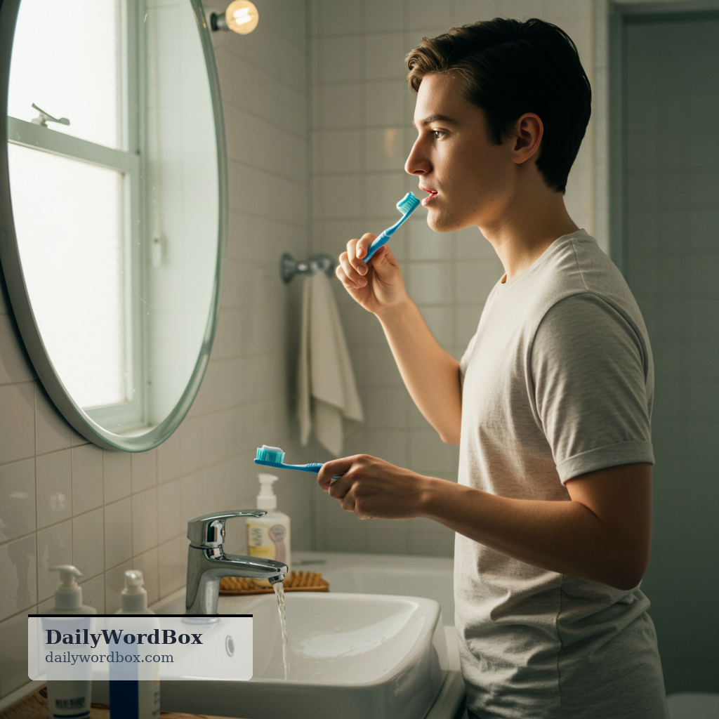 brush your teeth: to clean your teeth with a toothbrush, usually with toothpaste