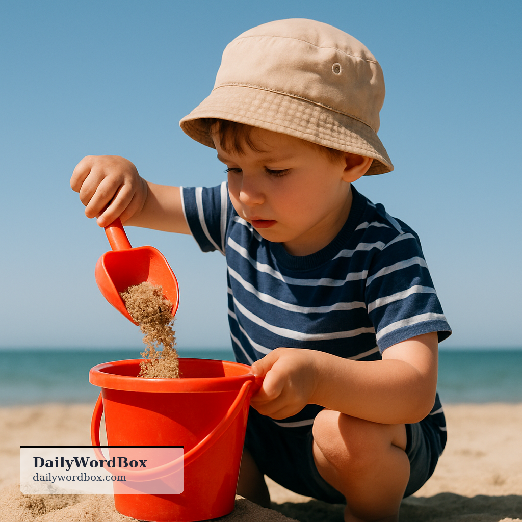 bucket: A cylindrical container, open at the top, with a handle, used for carrying liquids or granular materials.
