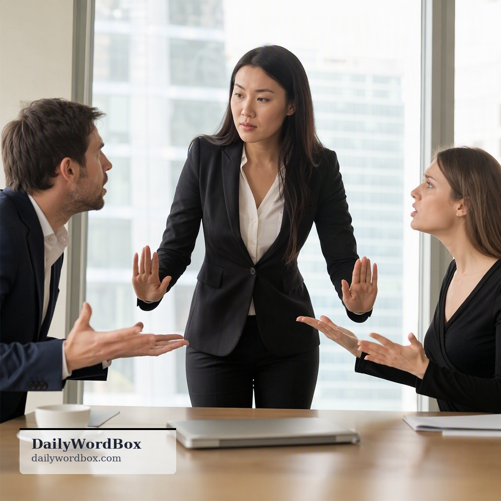 buffer: A person or group that acts as an intermediary to prevent direct conflict between others.