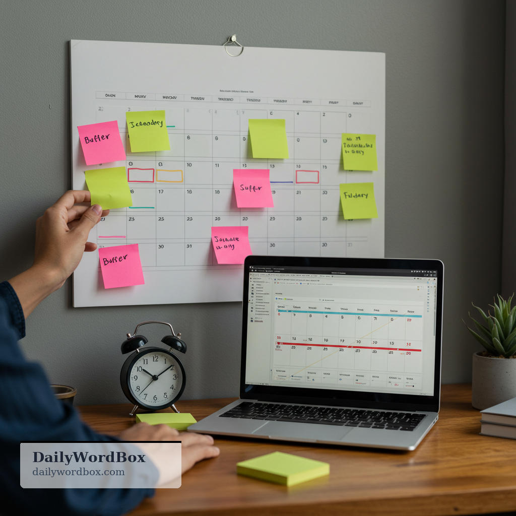 build into: To add extra time, money, or flexibility into a schedule or process as a planned allowance.