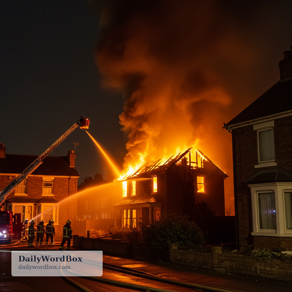 burn down: (of a building or structure) to be destroyed completely by fire