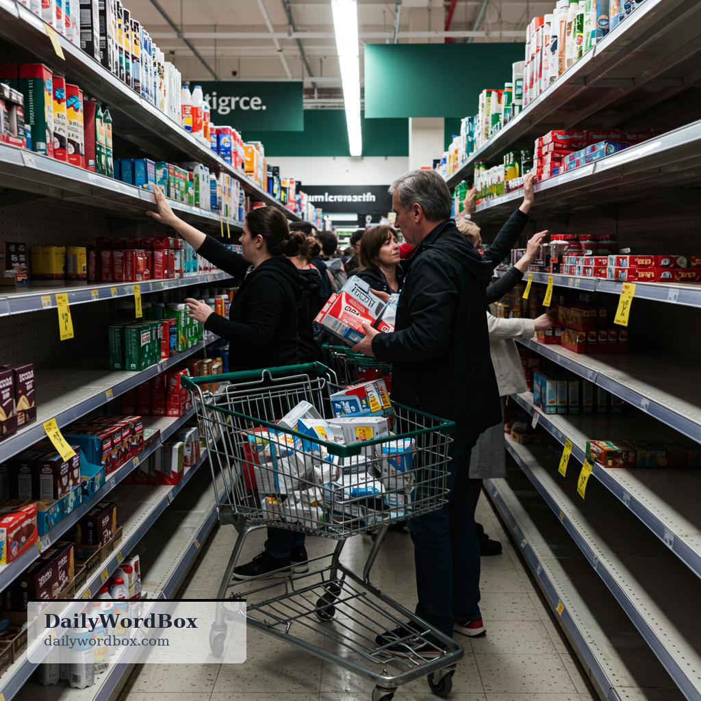 buy up: To buy all or most of the available supply of something.