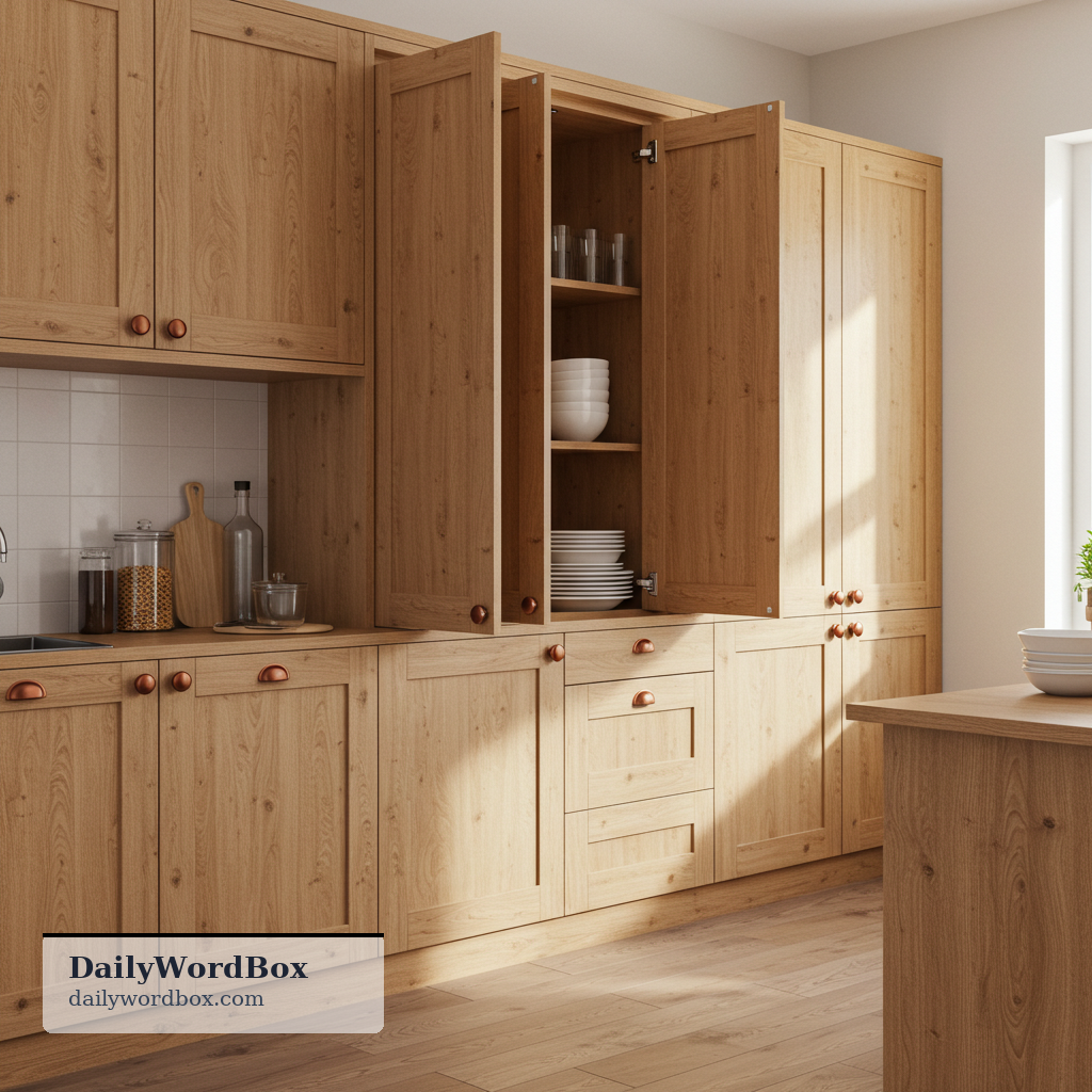 cabinet: A piece of furniture with shelves, doors, and/or drawers for storing items.