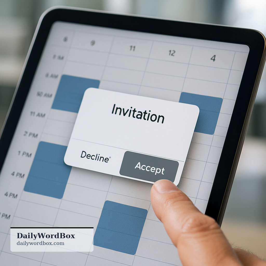 calendar invite: An electronic request sent to someone to ask them to attend a meeting or event, which automatically adds th…