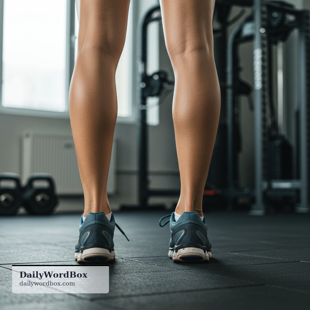 calves: The plural form of 'calf,' referring either to young cows or to the muscular back part of the lower leg.