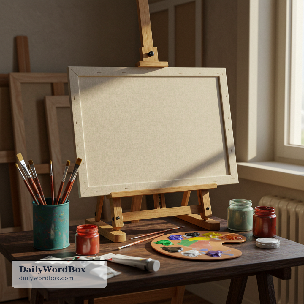 canvas: a piece of this cloth prepared as a surface for painting, often stretched on a frame