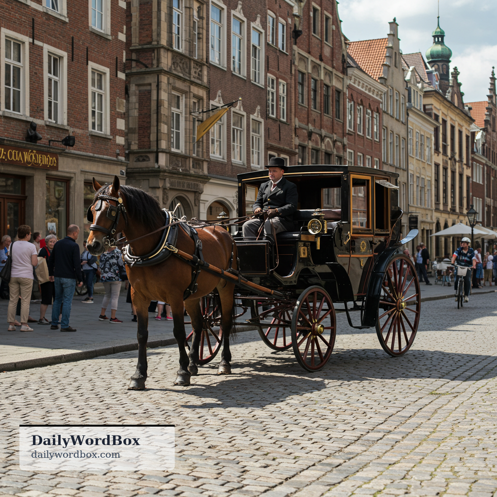 carriage: a horse-drawn vehicle used to carry people