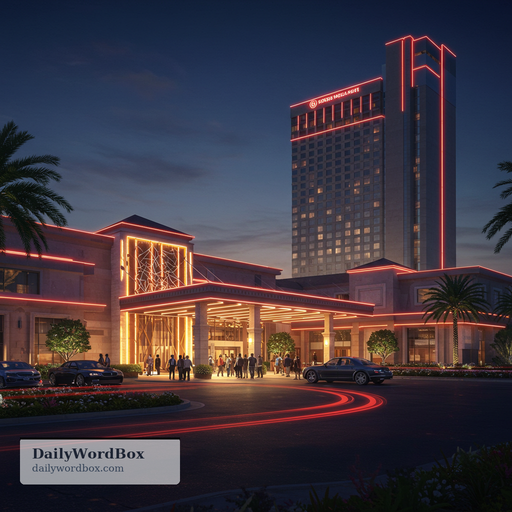 casino: A business or resort complex centered on gambling, often combined with hotels, restaurants, and entertainment.