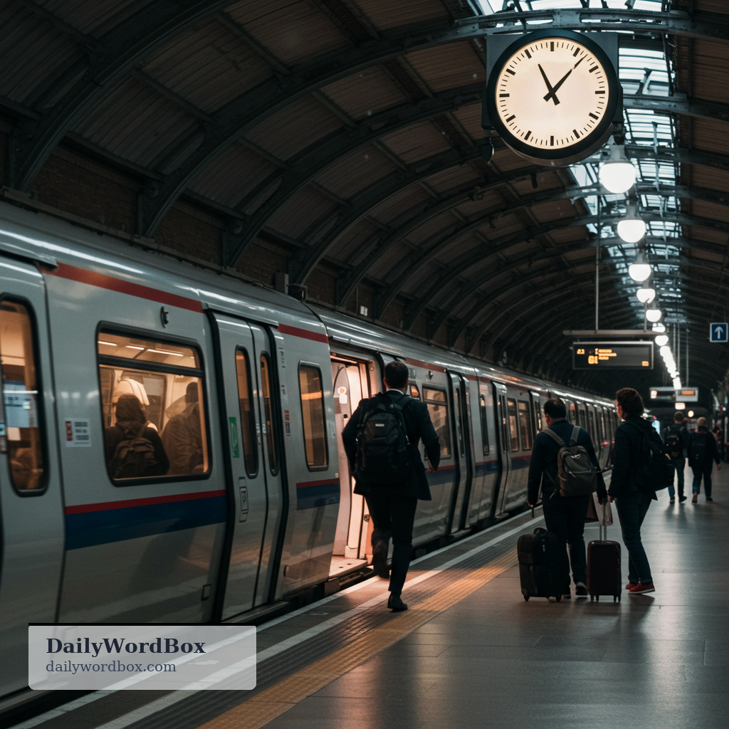 catch a train: to arrive in time to get on a train before it leaves