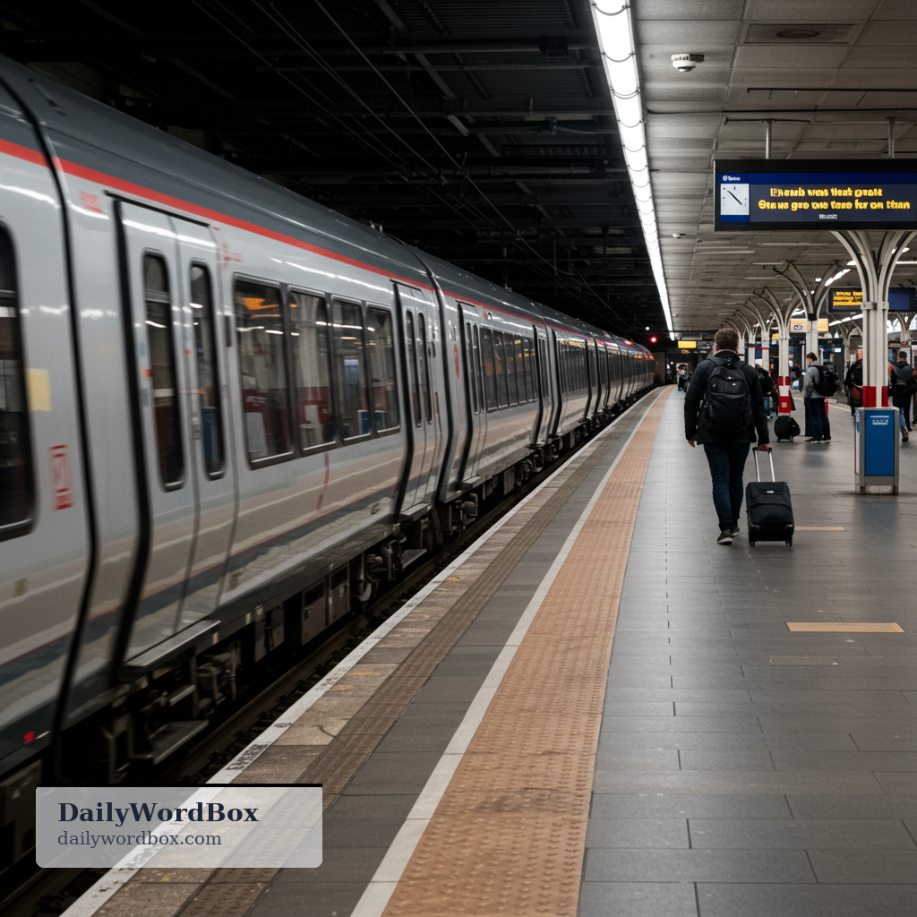 change trains: to get off one train and get on another train to continue a journey