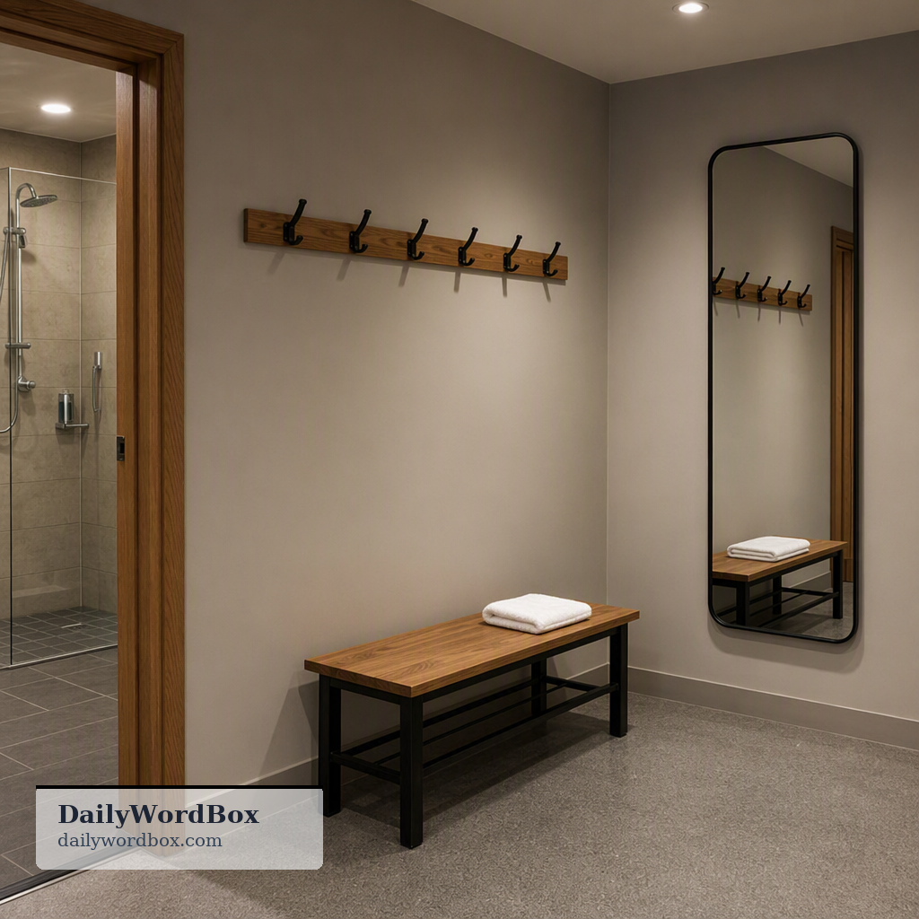 changing room: A room, especially in a public building, where people can change their clothes.